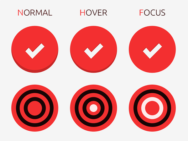 3 Bold Round Step Buttons Set target steps red round icons photography lens icons hover free focus camera   