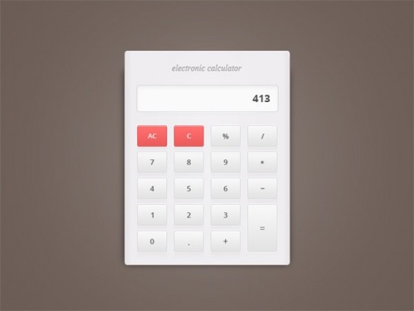 White Electronic Web Calculator PSD white web unique ui elements ui stylish simple calculator simple quality psd original new modern interface hi-res HD fresh free download free elements electronic download detailed design creative clean calculator   