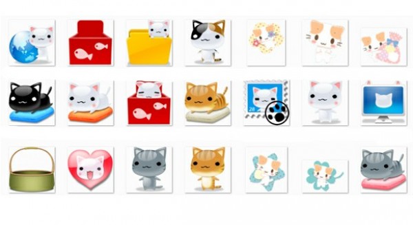 34 Cute Cartoon Cat Icons Set PNG web unique ui elements ui stylish sleeping cat icon set quality png pillow original new modern interface hi-res heart HD fresh free download free elements dozer cat icons download detailed design cute creative clean character cat stamp cat icons cat cartoon   
