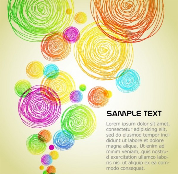 Colorful Circle Scribbles Vector Background web vector unique stylish scribbles quality original illustrator high quality graphic fresh free download free drawings download doodles design creative colorful circles background abstract   