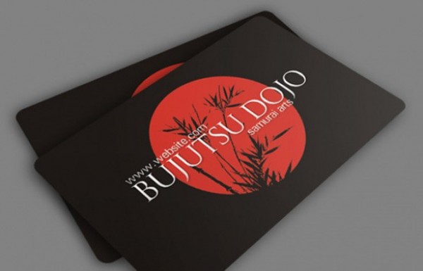 Dark Rounded Corner Business Card Template PSD web unique ui elements ui template stylish spa red quality psd print ready presentation original new modern martial arts interface identity hi-res HD fresh free download free elements eastern download detailed design creative clean circle card business card black bamboo   