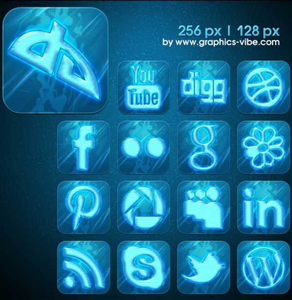 16 Frozen Blue Social Media Icons Set PNG web unique ui elements ui stylish social icons set social set rounded corner quality png pack original new networking modern interface icons ice hi-res HD frozen fresh free download free elements download detailed design creative clean bookmarking blue   