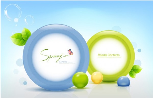 Fresh Round Frames Vector Background web vector unique ui elements stylish spring quality original new leaves interface illustrator high quality hi-res HD green graphic fresh free download free frames floral elements download detailed design creative butterfly blue balls background ai   