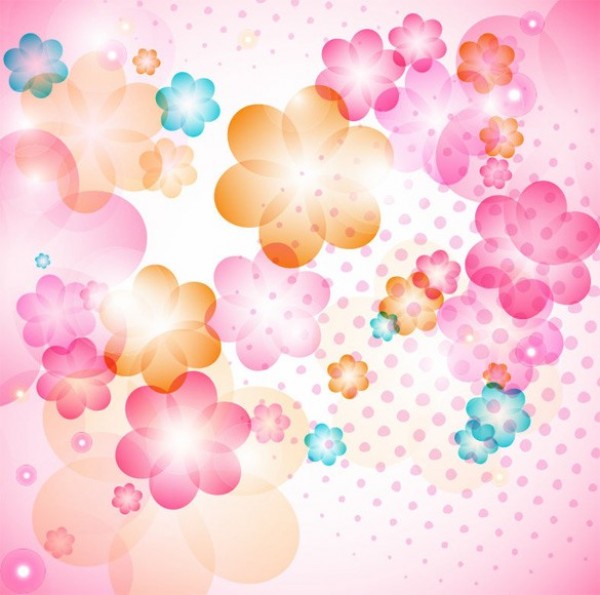 Pink Flowers and Halftone Abstract Vector Background web vector unique stylish quality pink original illustrator high quality happy halftone graphic fresh free download free flowers floral eps download design creative background   
