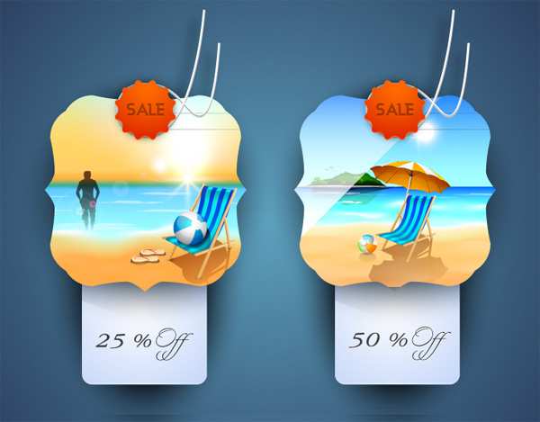 Summer Sale Beach Scene Sale Tags web vector unique ui elements tropical tags sun summer sale stylish scene sand sale tags sale quality percentage off percent off original ocean new labels interface illustrator hot high quality hi-res HD graphic fresh free download free eps elements download discount detailed design creative beach chair beach ai   