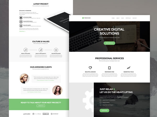 Treehouse – Free PSD Web Template web template modern free clean   
