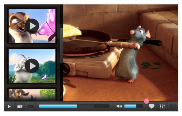 Attractive Dark Video Player Interface PSD web video player unique ui elements ui thumbnails stylish quality psd player original new modern interface hi-res HD fresh free download free elements download detailed design dark creative clean blue   