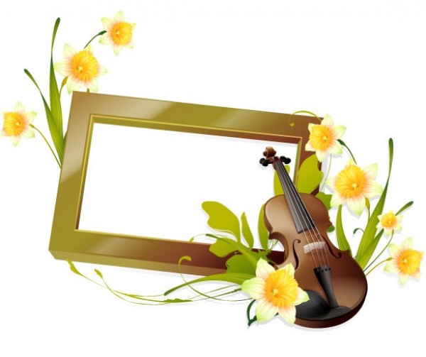 Lovely Vector Frame with Violin Background web violin vector unique ui elements stylish quality parrot original new interface illustrator high quality hi-res HD graphic fresh free download free frame flowers floral elements download detailed design daffodils creative card background   