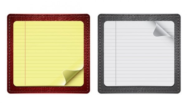 Curled Notepaper with Leather Vector Set yellow web vector unique ui elements stylish quality original notes notepaper notepad new leather interface illustrator high quality hi-res HD grey gray graphic fresh free download free eps elements download detailed design curled creative   