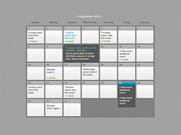 Modern Web UI Event Calendar PSD web unique ui elements ui tooltip stylish quality psd original new modern interface hi-res HD grey fresh free download free event calendar entry entries elements dropdown download detailed design creative clean calendar   