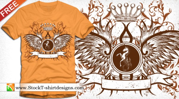 Winged Shield and Crown Vector Logo wings winged vectors vector graphic vector unique tee shirt shield quality photoshop pack original modern illustrator illustration horse high quality fresh free vectors free download free floral emblem eagle wings download crown creative bird banner ai   