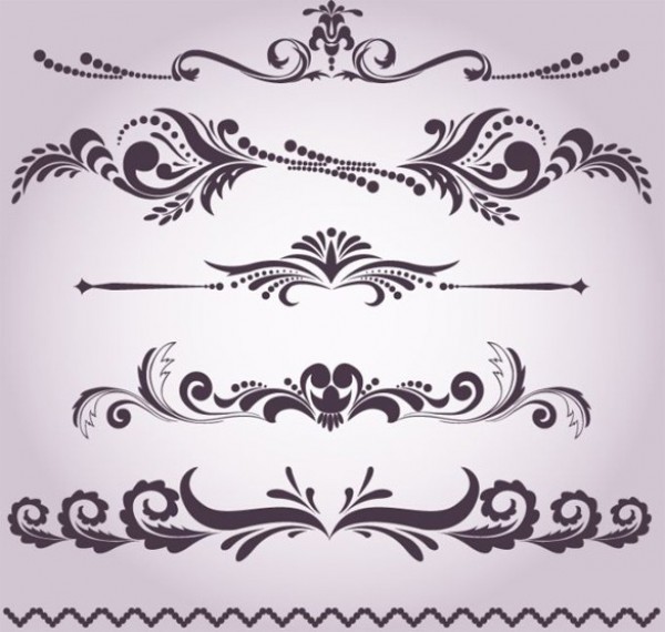 5 Lovely Floral Decorations & Flourishes Set web vector unique ui elements stylish set quality ornaments original new interface illustrator high quality hi-res HD graphic fresh free download free flourish floral design floral eps elements download detailed design decorative decorations creative border   