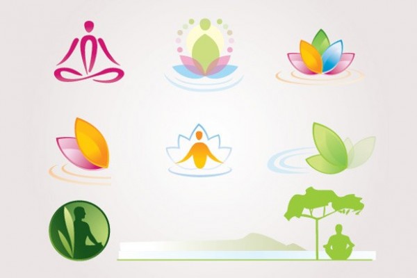 8 Yoga Meditation Vector Icons Set zen yoga web vector unique ui elements tranquility stylish set quality original new meditation interface illustrator icons high quality hi-res HD graphic fresh free download free elements download detailed design creative ai   