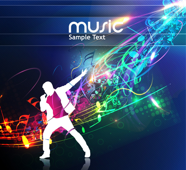 Silhouette Dance Music Abstract Background web vector unique ui elements swirls stylish singing singer silhouette quality poster original notes new musical notes musical music lines lights interface illustrator high quality hi-res HD graphic fresh free download free eps elements download detailed design creative background abstract   