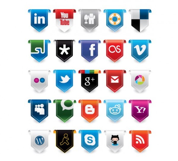 25 Amazing Ribbon Tab Style Social Media Icons web vector unique ui elements tab stylish social media icons social set ribbon quality pack original new networking interface illustrator icons high quality hi-res HD graphic fresh free download free flag elements download detailed design creative buttons bookmarking   