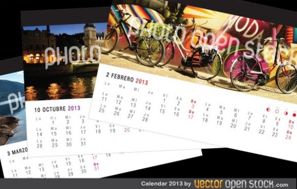 2013 Yearly Spanish Calendar with Photos web vector unique ui elements stylish spanish calendar spanish quality photos photography original new interface illustrator high quality hi-res HD graphic fresh free download free elements download detailed design creative calendar 2013   