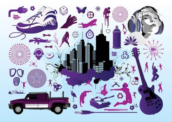 Vector City Life Art Collection web vector unique ui elements trainers symbols stylish skyscraper skull shoe quality pick-up car people silhouettes original new machine gun interface illustrator icons high quality hi-res HD graphic Geometric Shapes fresh free download free elements electric guitar download dj girl detailed design creative city skyline buildings arrows airplane abstract   