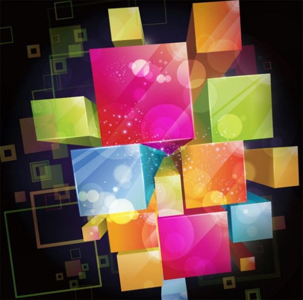 Colorful 3D Cubes Abstract Vector Background web vector unique stylish squares quality original new illustrator high quality graphic geometric fresh free download free eps download design cubes creative colorful bright boxes background   