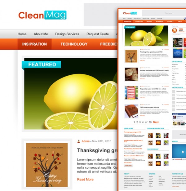 Clean wordpress layout .psd wp wordpress white website psd orange creative business blog   