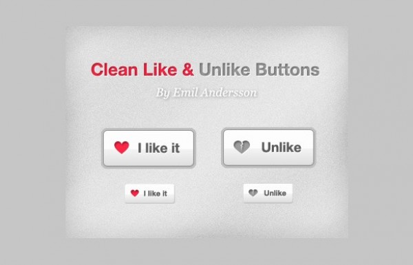 Simple White Like/Unlike Buttons with Heart PSD white web unlike button unlike unique ui elements ui stylish set quality psd original new modern like button like interface hi-res heart HD fresh free download free elements download detailed design creative clean buttons broken heart   