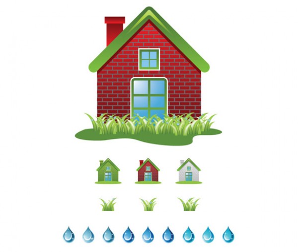 13 Ecology Vector Set water vector icons icon house grass glossy free download free ecology drop 2.0   