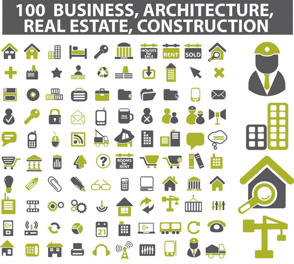 100 Construction Buildings Vector Icons Pack web vector unique ui elements stylish set real estate quality pack original new interface illustrator icons icon house high quality hi-res HD graphic fresh free download free eps elements download detailed design creative construction icons construction business buildings architecture   
