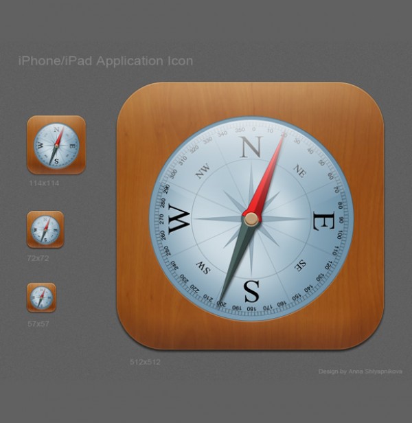 Finely Detailed iPhone/iPad Compass Icons PNG wooden compass icon wooden wood web unique ui elements ui stylish set quality png original new modern iphone ipad iOS compass icon interface hi-res HD fresh free download free elements download detailed design creative compass icon clean application   