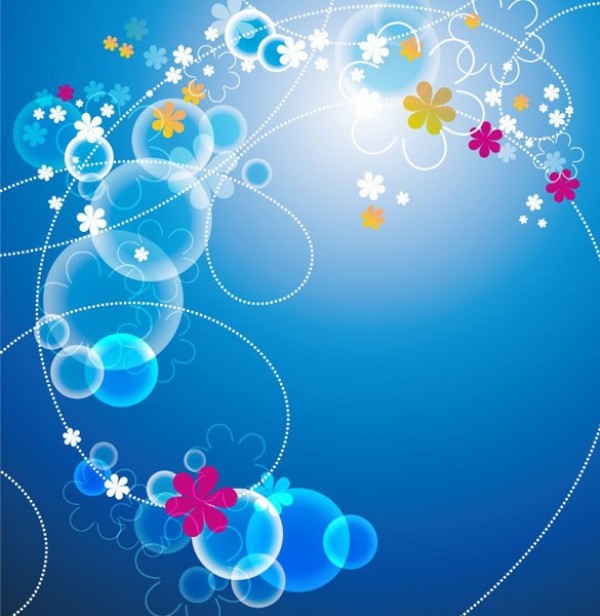Sunny Day Blue Floral Abstract Background web vector unique stylish skies quality original illustrator high quality graphic glow fresh free download free flowers floral eps download design creative bubbles blue skies blue background abstract   