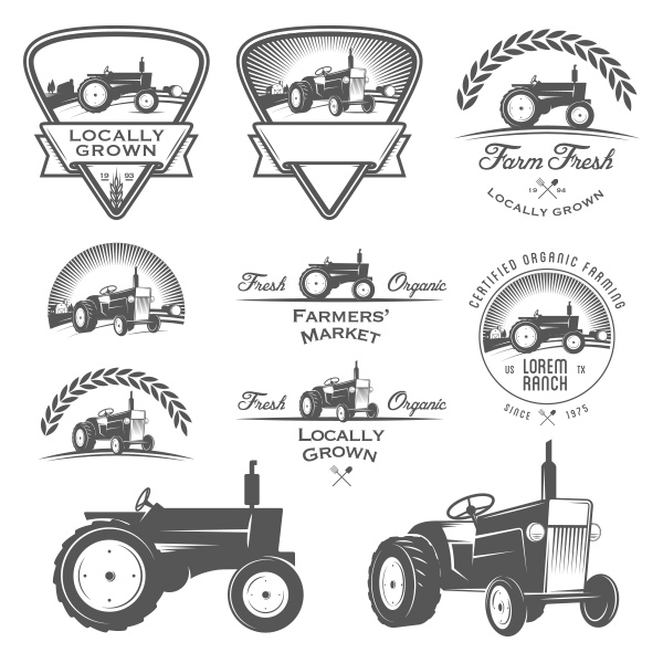 10 Farm Tractor Emblem Logo Logotypes tractor sunset organic logotypes logos free field farming farm emblem badge   