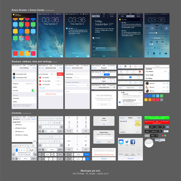Comprehensive iOS7 UI Kit ui kit ios7 ui elements system screen set pack navigation menu ios7 ui elements ios7 system screen ios7 lists icons free download free download   