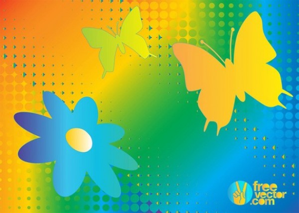 Rainbow Nature Butterfly Abstract Background web vector unique stylish rainbow quality original orange new nature modern illustrator high quality halftone green graphic fresh free download free flower floral download dots design creative colors colorful butterfly butterflies blue background abstract   