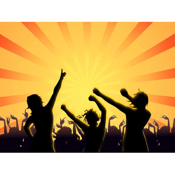 Dance Club Silhouette Vector Graphic yellow web vector dancing silhouette vector unique ui elements stylish silhouette rays quality party original new music interface illustrator high quality hi-res HD graphic girls fresh free download free elements download disco detailed design dancing silhouette dancing people silhouette dancing crowd silhouette creative concert club arms up ai   