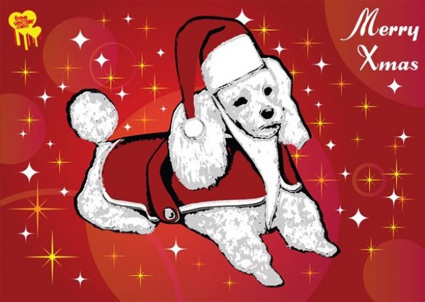 Puppy Dog Santa Vector Background web vector unique ui elements stylish stars santa suit santa red quality poodle original new interface illustrator high quality hi-res HD graphic fresh free download free elements download dog santa detailed design creative background   