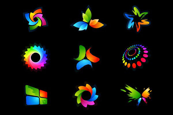 9 Colorful Abstract Vector Logotypes wheel web vector unique ui elements stylish set quality pinwheel original new logotypes logos interface illustrator high quality hi-res HD graphic gradient glow fresh free download free flower elements download detailed design creative colorful butterfly bright abstract   