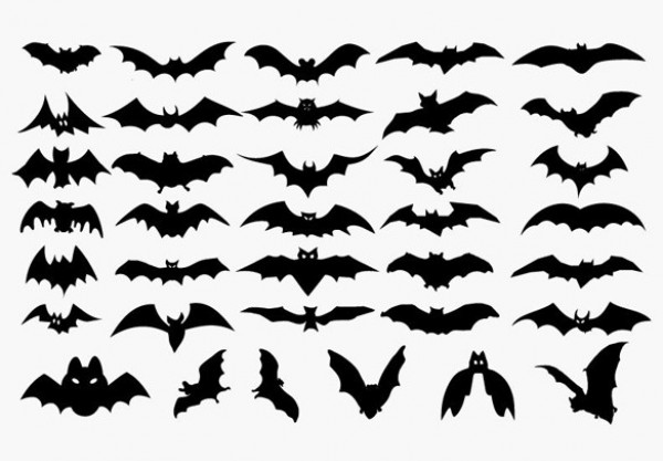 Halloween Silhouette Bats Vector Set web vector unique stylish silhouette set scary quality pack original illustrator high quality halloween bats halloween graphic fresh free download free flying download design creative bats   