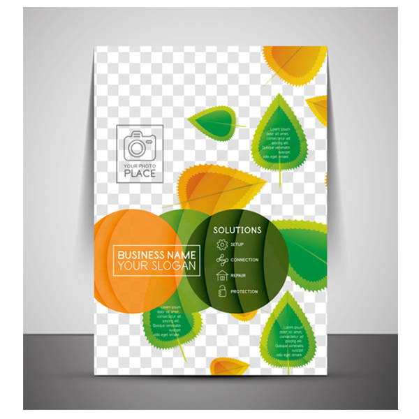 Nature Abstract Corporate Brochure Cover vector stationary print organic nature leaves free flyer cover cover corporate business brochure   