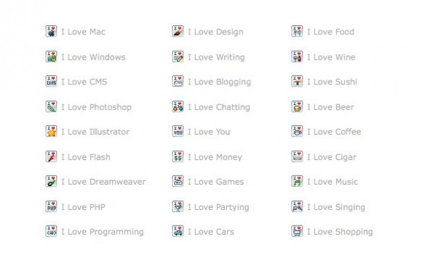 27 "I Love" Favorite Favicions Icons Set web unique ui elements ui stylish simple quality psd original new modern interface ico i love icon i love hi-res HD GIF fresh free download free favorite icon favorite favicons elements download detailed design creative clean   