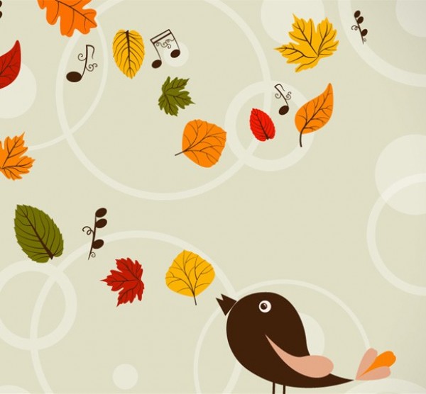 Autumn Bird Song Nature Vector Background web vector unique ui elements stylish singing quality pattern original new nature background nature leaves interface illustrator high quality hi-res HD graphic fresh free download free eps elements drawing download detailed design creative circles bird background autumn   