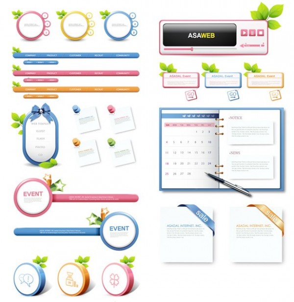 Sweet Vector Web UI Elements Pack web vector unique ui elements stylish set quality pins pack original notebook new navigation menus interface illustrator high quality hi-res HD graphic fresh free download free frames elements download detailed design creative colorful buttons banners   