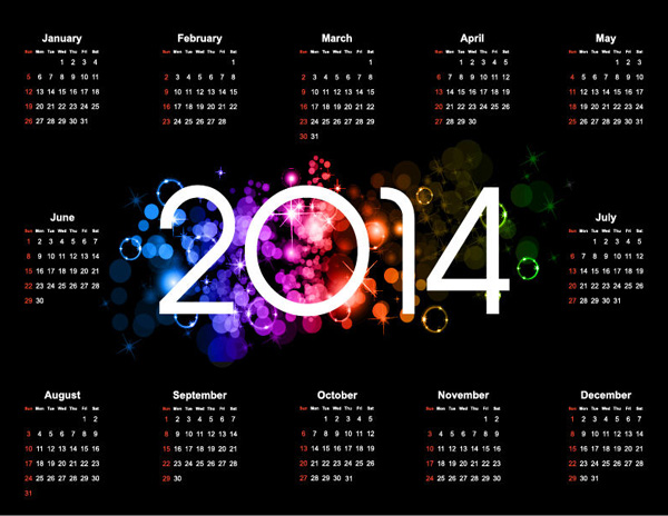 Dark 2014 Colorful Bokeh Calendar vector lights free download free dark 2014 calendar dark colorful calendar bokeh black 2014 calendar 2014   