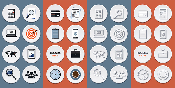 16 Business Related Round Vector Icons Pack world white set round pack office money meetings icons icon free flat finance credit card computer circle calculator business   