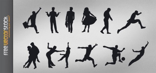 12 People in Action Silhouettes Vector Set web walking vector unique ui elements stylish sports silhouette set quality people original new interface illustrator high quality hi-res HD graphic fresh free download free eps elements download detailed design dancing creative action   