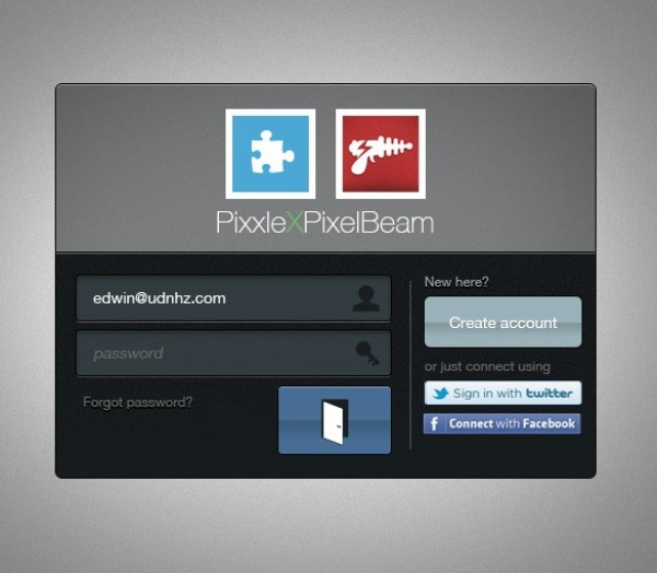 Sweet Simple Web UI Login Box PSD web unique ui elements ui stylish social signin social login simple signin with facebook signin quality psd original new modern login panel login form login box login interface hi-res HD fresh free download free elements download detailed design creative clean   