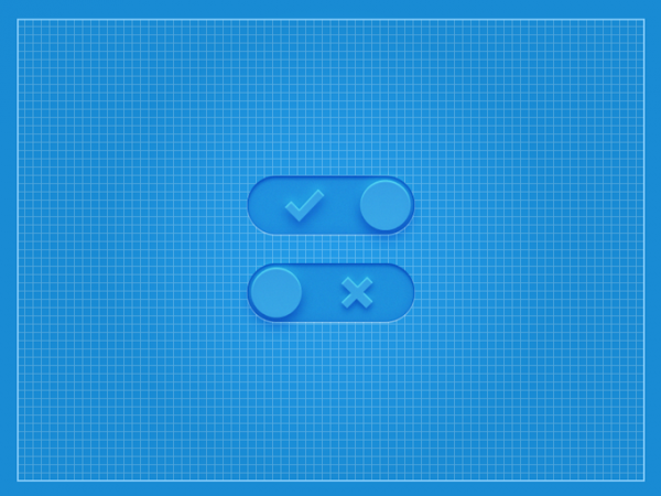 Blue Grid On/Off Switch Set ui elements ui toggles switches switch set on/off grid free download free check blue background   