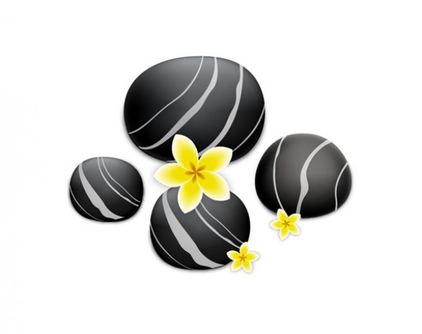 Relaxing Massage Stones & Flowers Vector Graphic yellow flower web vector unique ui elements therapy stylish stones smooth relaxing relax quality original new massage interface illustrator high quality hi-res HD graphic fresh free download free flower elements download detailed design creative body black ai   