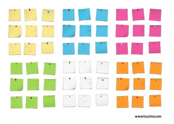 Colorful Sticky Notes Post-it Push Pin Set web vector unique ui elements stylish sticky notes quality push pins pins pad original notes new interface illustrator high quality hi-res HD graphic fresh free download free elements download detailed design creative colorful   