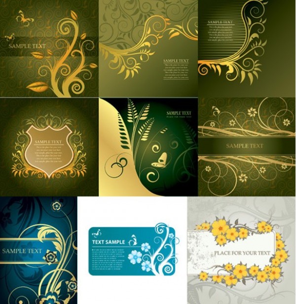 13 Golden Floral Elegant Vector Backgrounds web vector unique stylish red quality original illustrator high quality green graphic golden gold fresh free download free flowers floral eps elegant download design creative blue background   