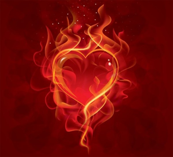 Flaming Glass Heart Vector Background web vector valentines unique stylish red realistic quality original illustrator high quality heart graphic glass heart fresh free download free flaming heart flaming flames eps download design creative burning background   