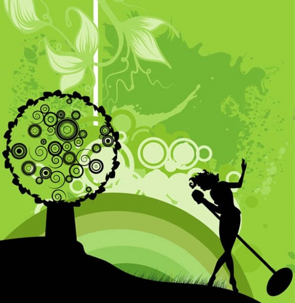 Abstract Tree Singing Woman Vector Background woman web vector unique tree stylish singing singer silhouette quality original nature leaves illustrator high quality green graphic fresh free download free download design creative background abstract   