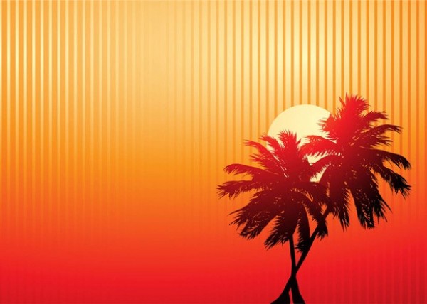 Tropical Palm Silhouette Sunset Vector Background web vector unique ultimate tropics tropical sunset sun stylish striped quality palms palm silhouette original orange new modern illustrator high quality graphic fresh free download free download design creative background   